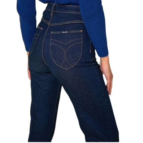 ROLLA’S EASTCOAST HIGH RISE FLARE ORGANIC COTTON JEANS IN LUX BLUE - Picture 8 of 15